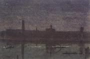 George Price Boyce.RWS Night Sket ch of the Thames near Hungerford Bridge